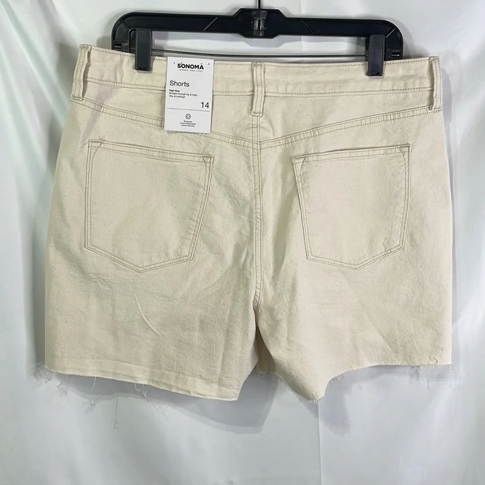 NWT Sonoma, natural canvas, high-rise, midsize shorts